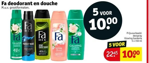 Aanbieding: Fa deodorant en douche