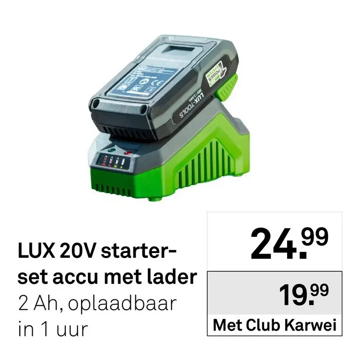 Aanbieding: LUX 20V starterset accu met lader
