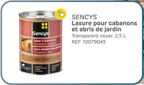 Offre: Lasure sencys pour cabanons et abris de jardin transparent noyer 2,5l