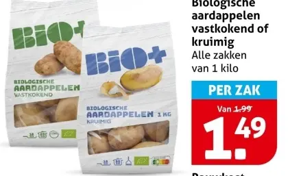 Aanbieding: Biologische aardappelen vastkokend of kruimig