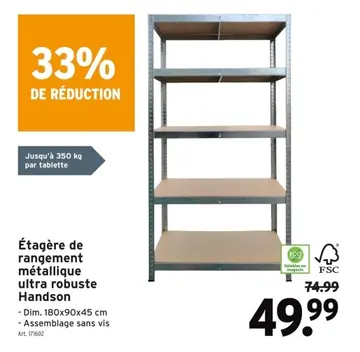 Offre: Étagère de rangement métallique ultra robuste