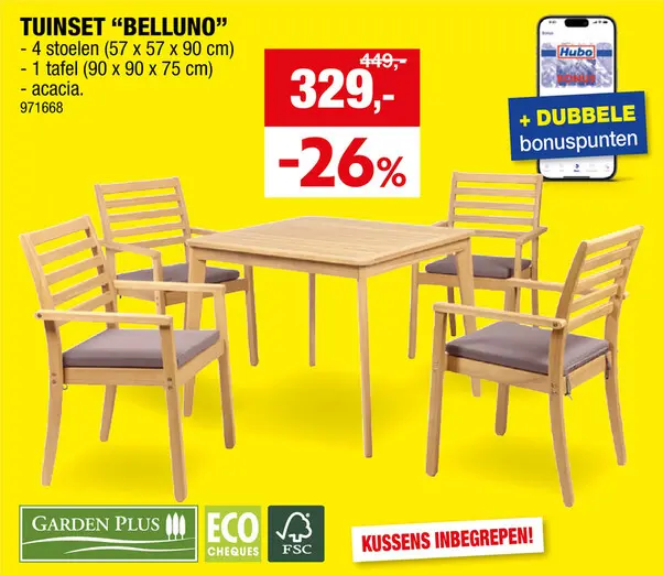 Promotie: Garden Plus Belluno tuinset bruin