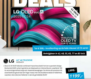Aanbieding: LG OLED evo Al 2025 C54 42" 4K TELEVISIE OLED