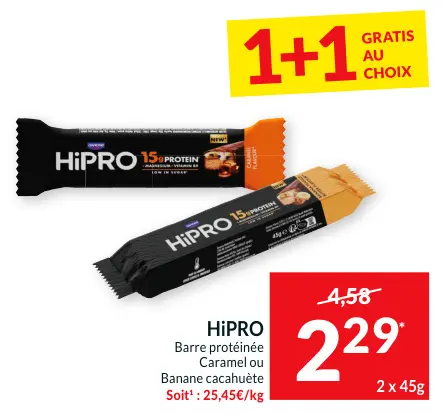 Offre: Barre protéinée Caramel ou Banane cacahuète