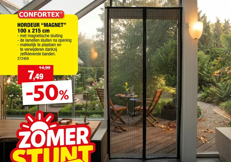 Promotie: Confortex vliegendeur met magnetische sluiting 100x215 cm zwart