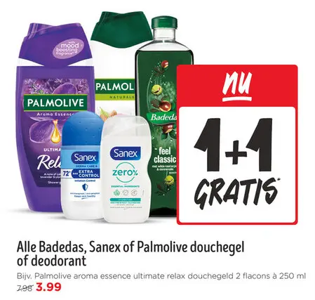 Aanbieding: Alle Badedas, Sanex of Palmolive douchegel of deodorant