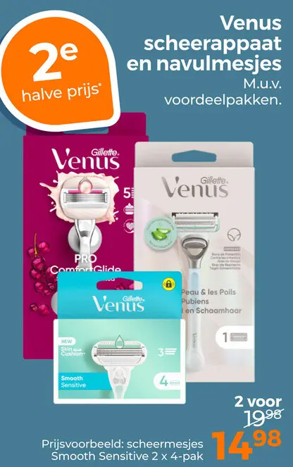 Aanbieding: Venus scheerapparaat en navulmesjes
