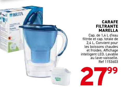 Offre: Carafe filtrante marella
