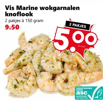 Aanbieding: Vis Marine wokgarnalen knoflook