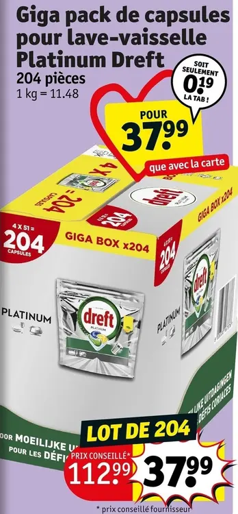 Offre: Giga pack de capsules pour lave-vaisselle Platinum