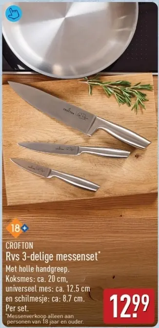 Aanbieding: Rvs 3-delige messenset