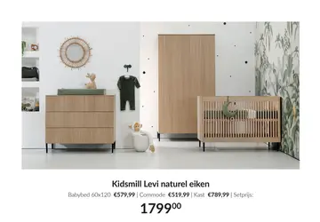Aanbieding: Kidsmill Levi Babykamer Incl. Ronde Potenset Eiken