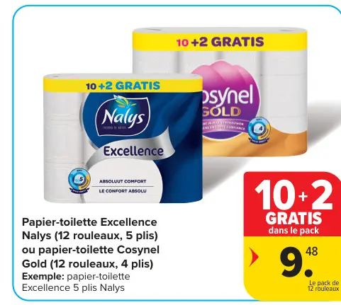 Offre: Papier-toilette Excellence ou papier-toilette Gold