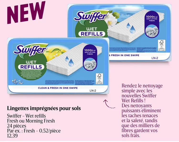Offre: Lingettes imprégnées pour sols Swiffer - Wet 
