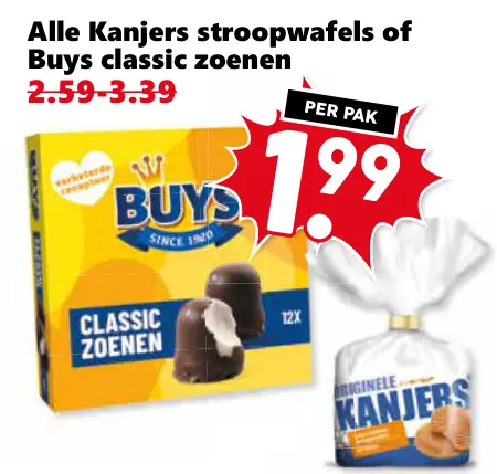 Aanbieding: Alle Kanjers stroopwafels of Buys classic zoenen