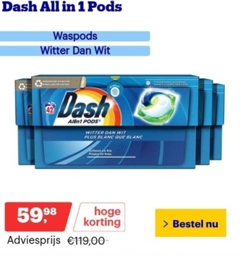 Aanbieding: Dash All in 1 Pods - Waspods - Witter Dan Wit - 4 x 42 Wasbeurten Voordeelverpakking