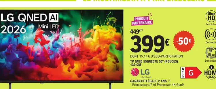 Offre: Tv qned 55qnedze 55" (pouces)