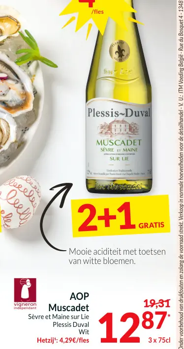 Promotie: AOP Muscadet Sèvre et Maine sur Lie Plessis Duval Wit