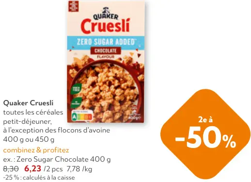Offre: Toutes les céréales petit-déjeuner, à l'exception des flocons d'avoine