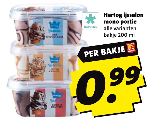 Aanbieding: Hertog Ijssalon mono portie alle varianten