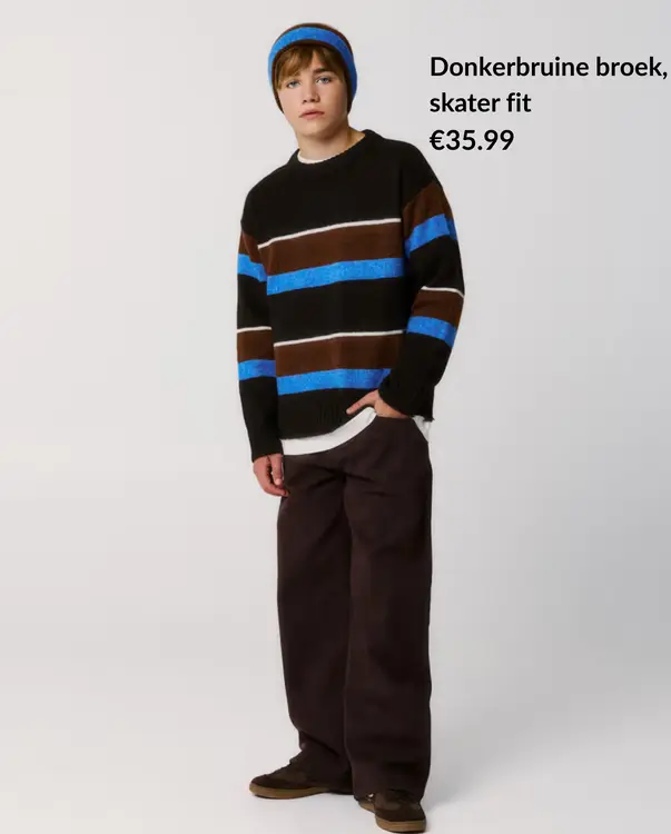 Promotie: JBC Donkerbruine broek, skater fit