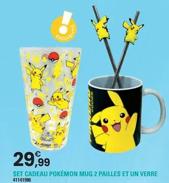 Offre: SET CADEAU POKÉMON MUG 2 PAILLES ET UN VERRE