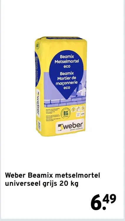 Aanbieding: Beamix metselmortel universeel grijs