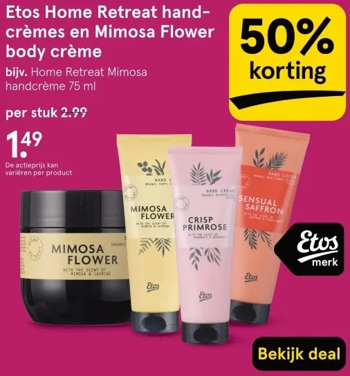 Aanbieding: Home Retreat hand-crèmes en Mimosa Flower body crème