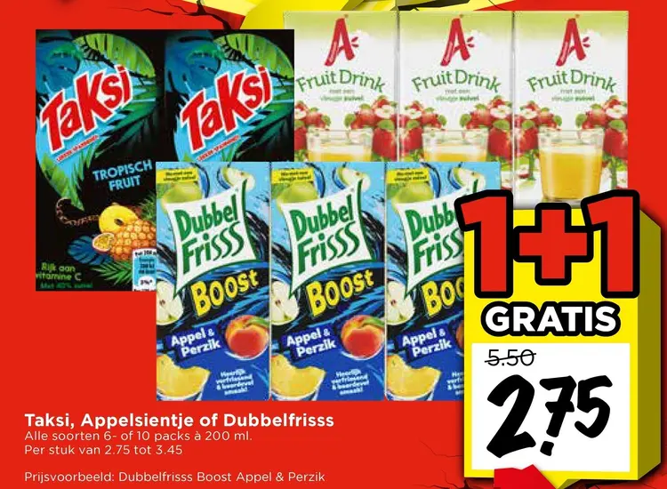 Aanbieding: Taksi, Appelsientje of Dubbelfrisss