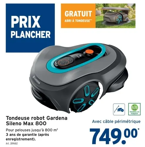 Offre: Tondeuse robot Gardena Sileno Max 800