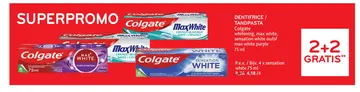 Offre: Colgate whitening, max white, sensation white