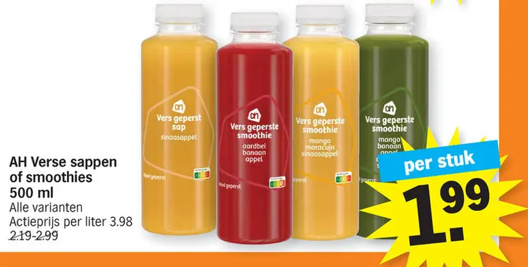 Promotie: Verse sappen of smoothies