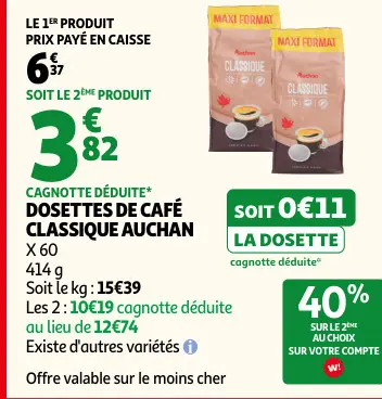 Promotie: Dosettes de café classique