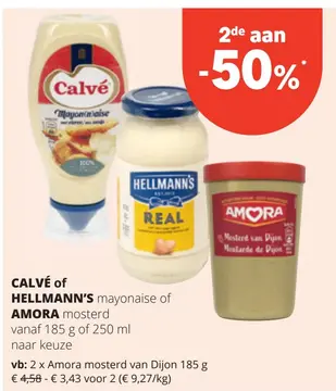Aanbieding: CALVÉ of HELLMANN'S mayonaise of AMORA moster