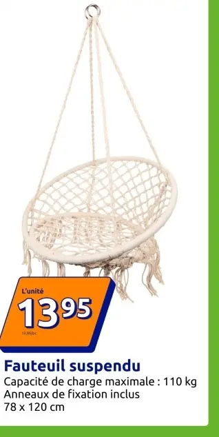 Offre: Fauteuil suspendu