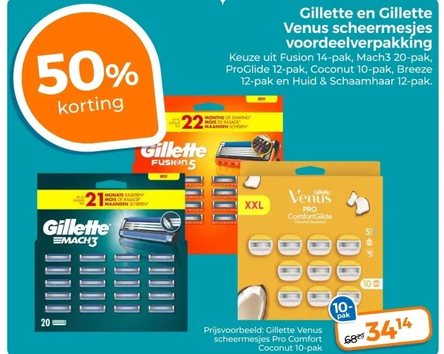Aanbieding: Gillette en Gillette Venus scheermesjes voordeelverpakking