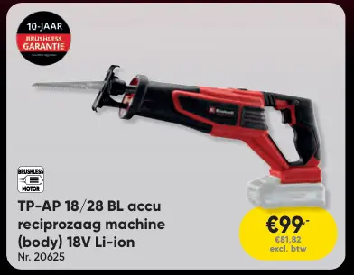 Aanbieding: TP-AP 18/28 BL accu reciprozaag machine (body)