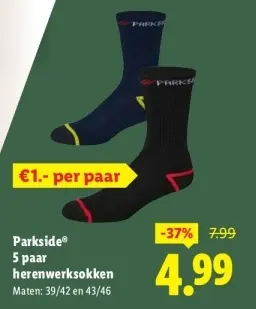 Aanbieding: 5 paar herenwerksokken