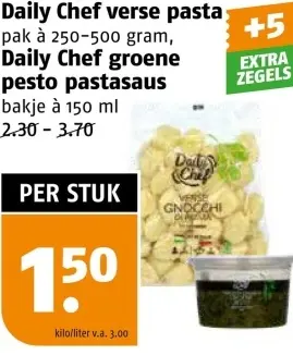 Aanbieding: Daily Chef verse pasta, Daily chef groene pesto pastasaus