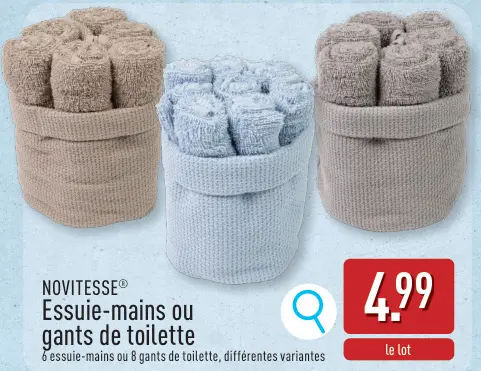 Offre: Essuie-mains ou gants de toilette