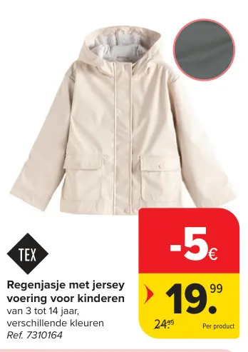 Promotie: Regenjasje met jersey voering voor kinderen