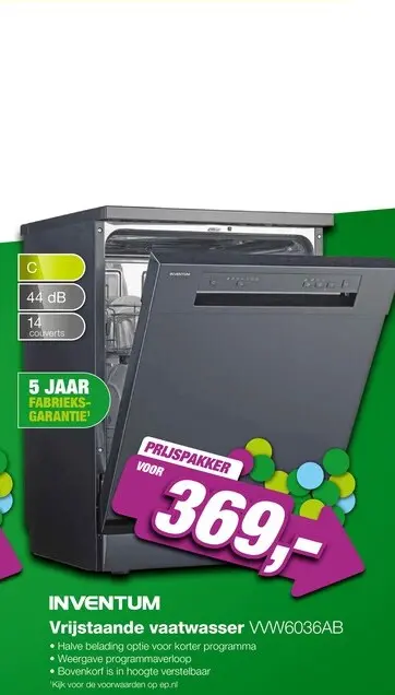 Aanbieding: Inventum VVW6036AB Vaatwasser