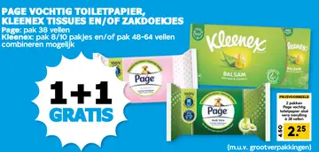 Aanbieding: Page vochtig toiletpapier, Kleenex tissues en/of zakdoekjes