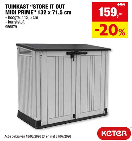 Promotie: Keter Store-It-Out Midi Prime tuinberging 71,5x132x113,5 cm grijs
