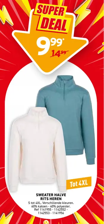 Promotie: Sweater halve rits heren