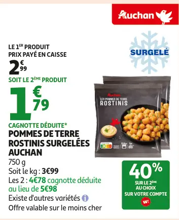 Promotie: Pommes de terre rostinis surgelées