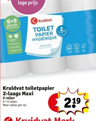 Aanbieding: Kruidvat toiletpapier 2-laags Maxi