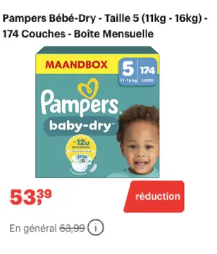 Offre: Pampers Bébé-Dry - Taille 5