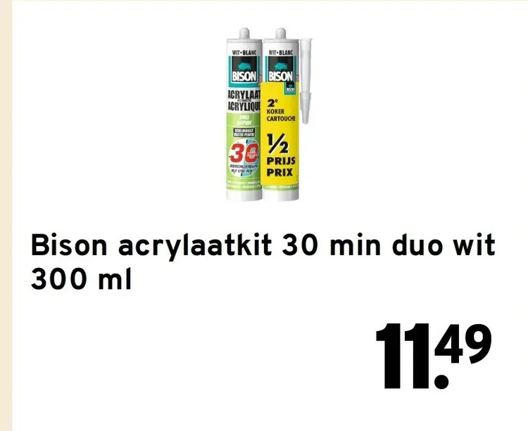 Aanbieding: Bison acrylaatkit 30 min duo wit