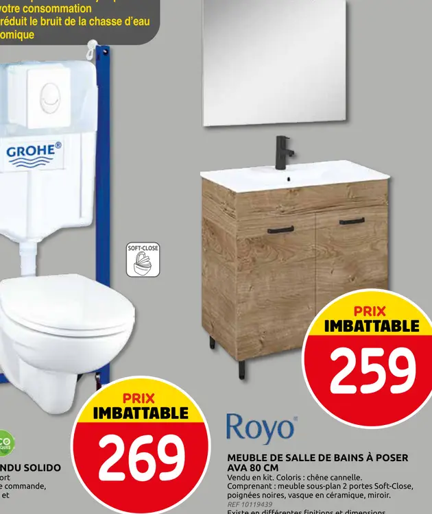 Promotie: Meuble de salle de bains à poser ava 80 cm
